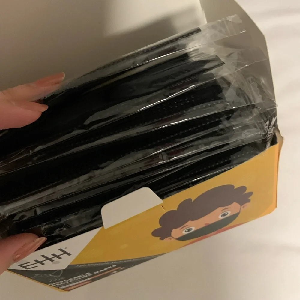 FREE New - 50 pack Individually Wrapped Kids Black Disposable Face Masks